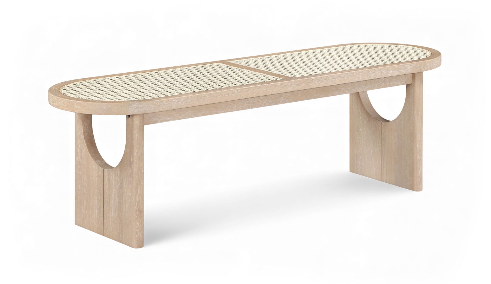 Canovia - Solid Wood And Faux Cane Bench