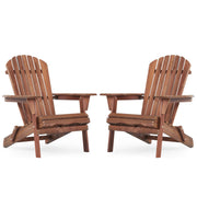 Lounge Patio Chair For Garden Outdoor Wooden Folding Adirondack Chair (Set of 2) Solid Cedar Wood Lounge Patio Chair For Garden