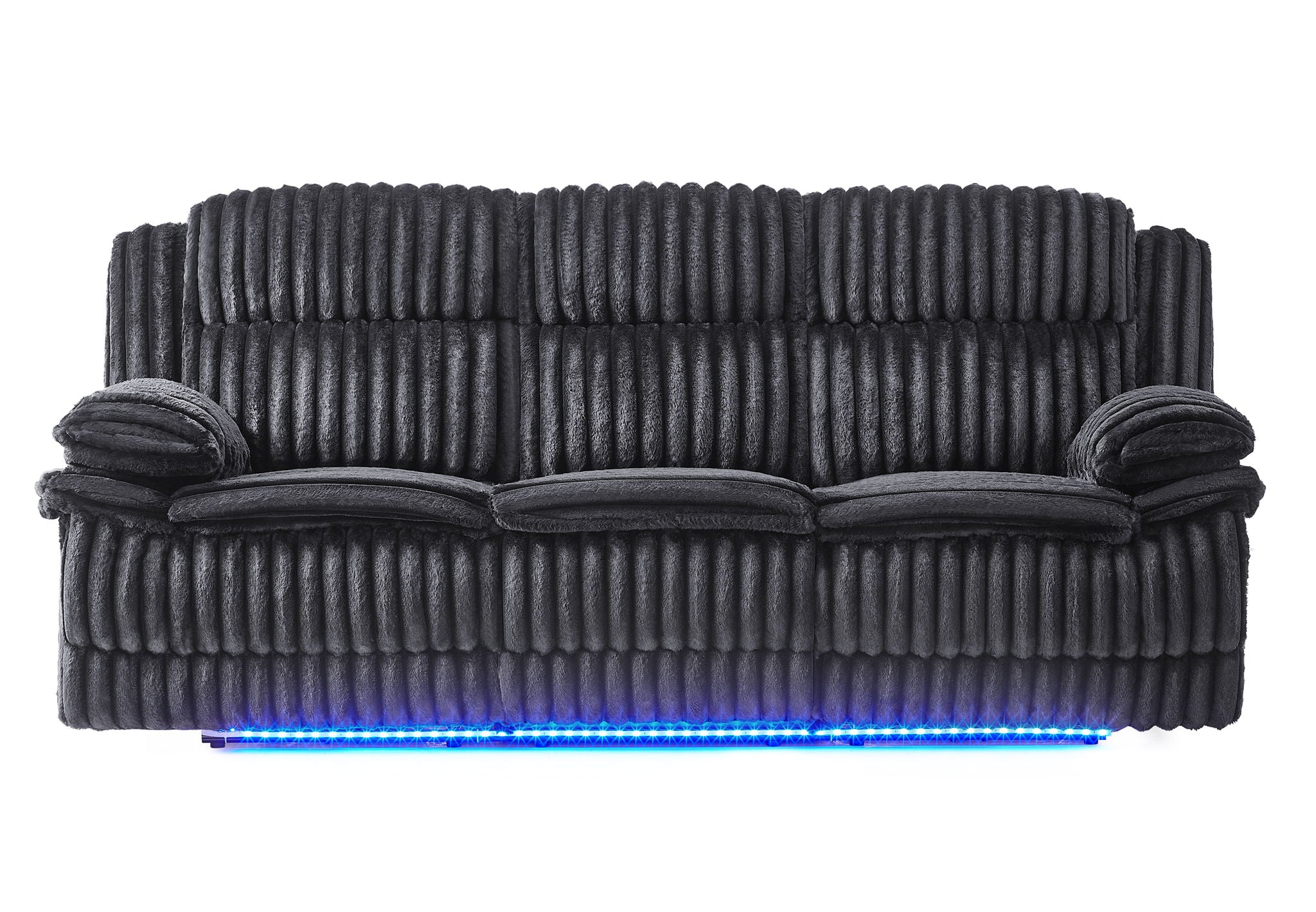 U8686 - Power Reclining Sofa With LED / Hidden Drawer And Drop Down Table - Black