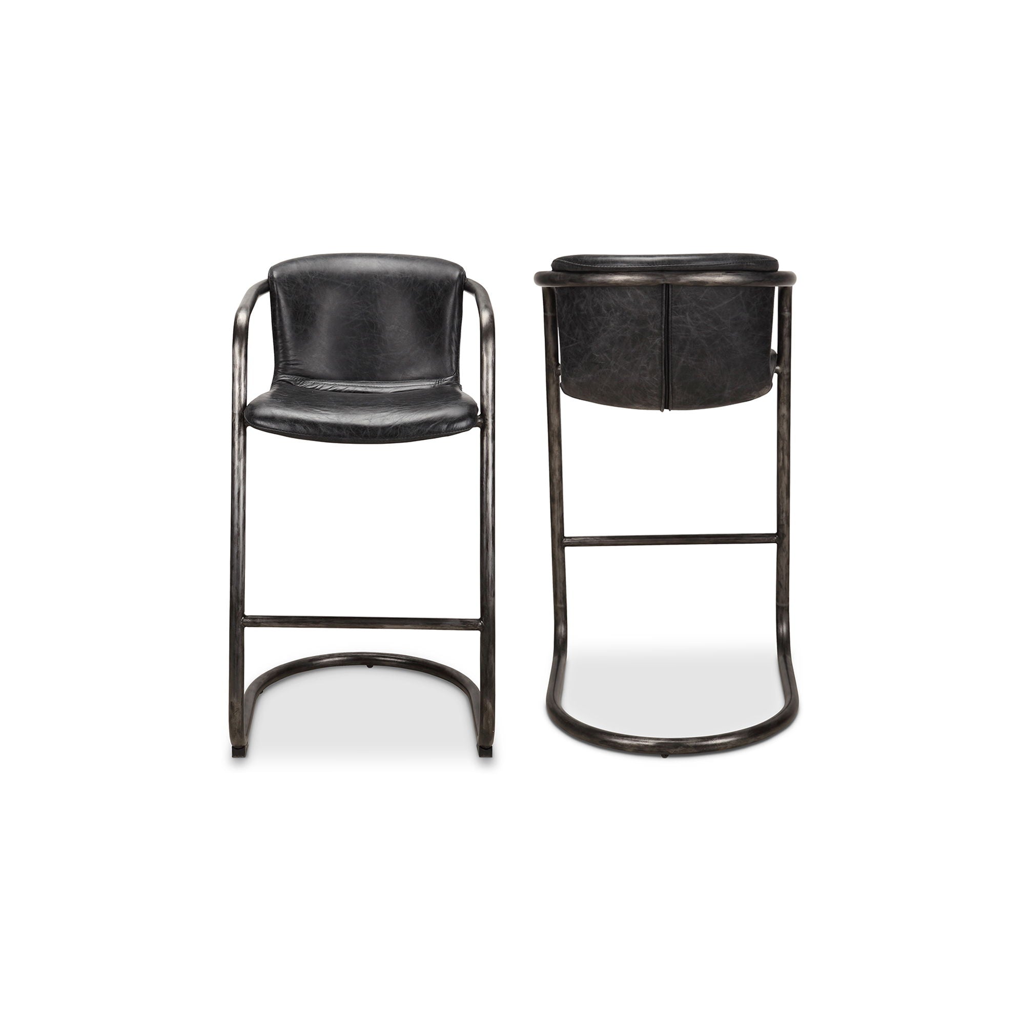 Freeman Leather Barstool (Set of 2) - Thumbnail 5