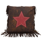 Cheyenne - Fringed Star Throw Pillow - Red