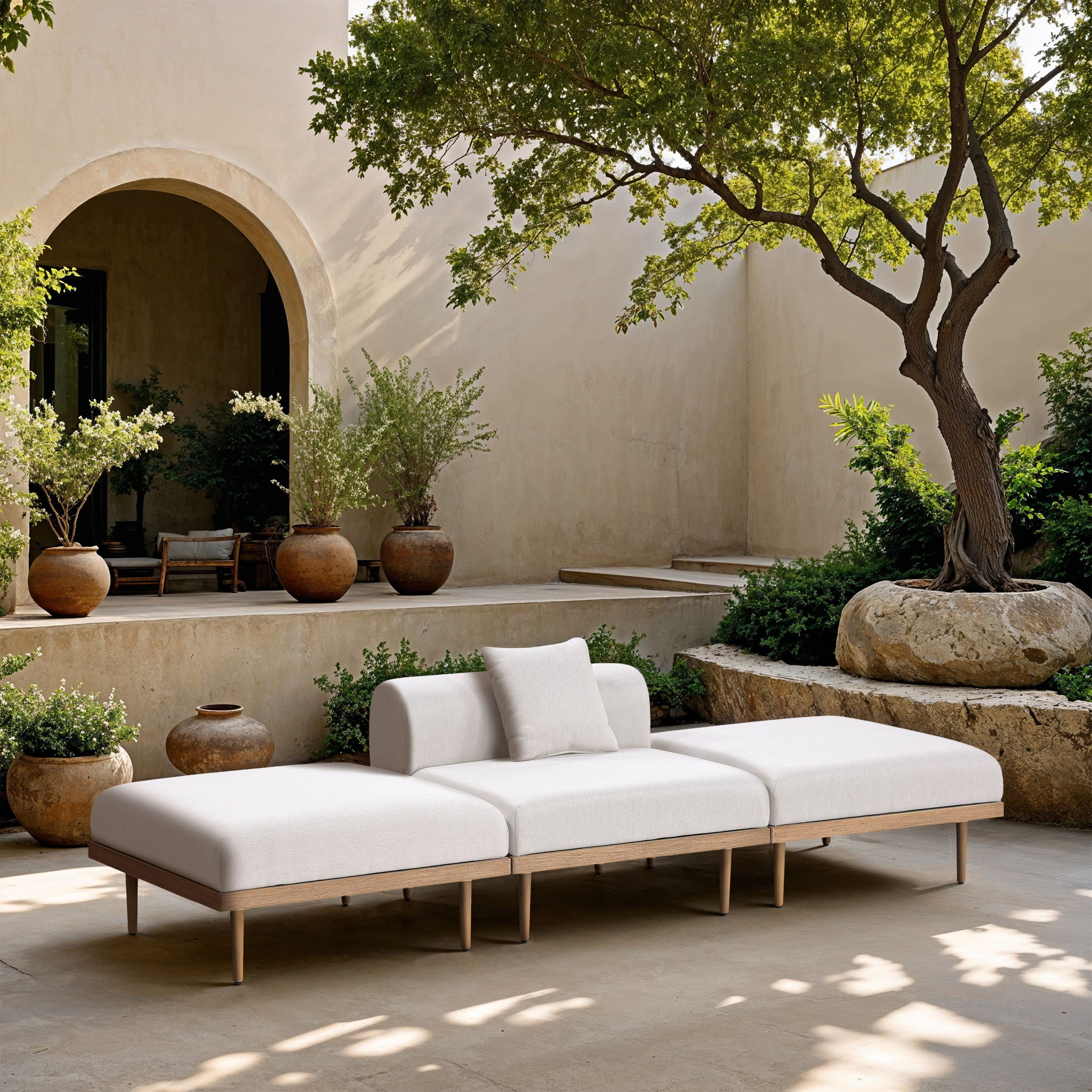 Laguna - 3 Piece Resilient Water Resistant Fabric Outdoor Patio Armless Modular Sofa