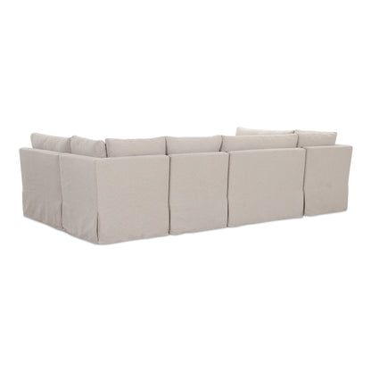 Fable - 6 Piece Slipcover Dining Banquette U-Shape - Beige