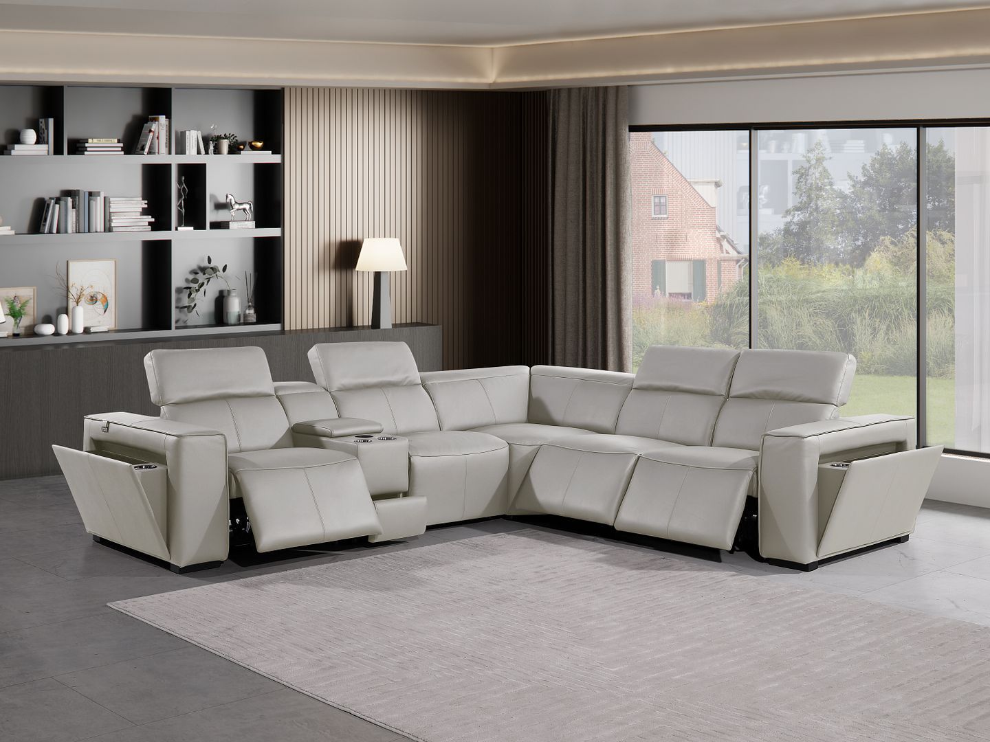 1224 - 6-Piece L-Shaped Sectional Sofa In With 3 Power Recliners & Power Headrests