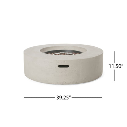 Modern Lightweight Concrete Outdoor Circular Fire Pit 50,000 Btu