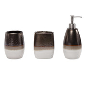Gilded Stoneware - Countertop Bathroom Set (Set of 3) - White / Brown