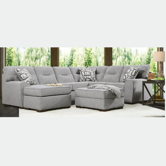 3pc Seneca light grey fabric sectional sofa